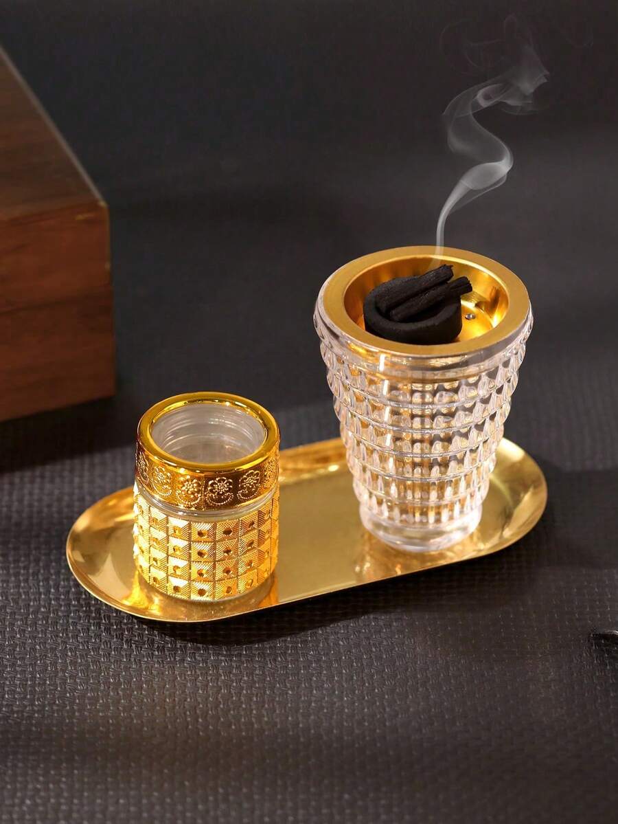 1 Peça/1 Conjunto de Queimador de Aromaterapia de Vidro Transparente Leve e Luxuoso, Queimador de Incenso de Estilo Árabe do Oriente Médio, Pode Ser Usado Como Difusor ou Queimador de Aromaterapia, Para Decoração Doméstica, Quarto, Sala de Estar (Como Peça Central), Escritório, Espaço de Yoga e Festas, Criando uma Atmosfera Elegante