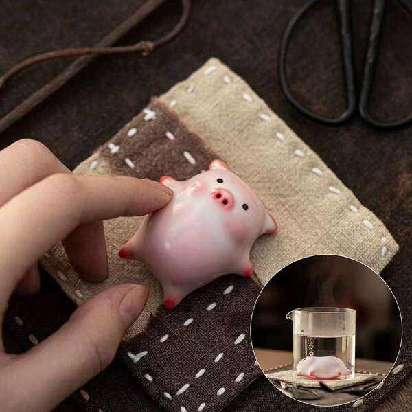 1pc Ceramic Cartoon Pig Bubble Tea Cup, Funny Gift, Home Decor Teaware