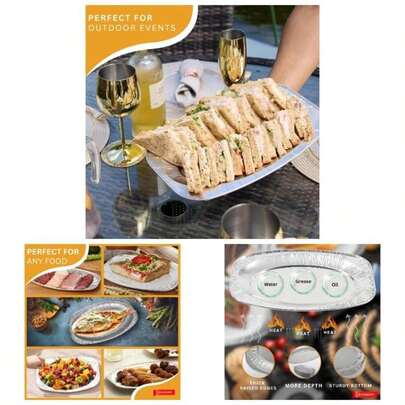 Foil Platters 10pk Large Aluminium Foil Platter Serving Party Trays Oven And Freezer Reusable Serving Platter Set Trays Multipack