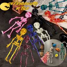 1pc Halloween Skeleton Bone 3D Printed Dragon Figurine, Skeleton Man 3D Dragon Chinese Dragon Fridge Magnet Decor, Magnetic Skeleton Art Ornament Gift