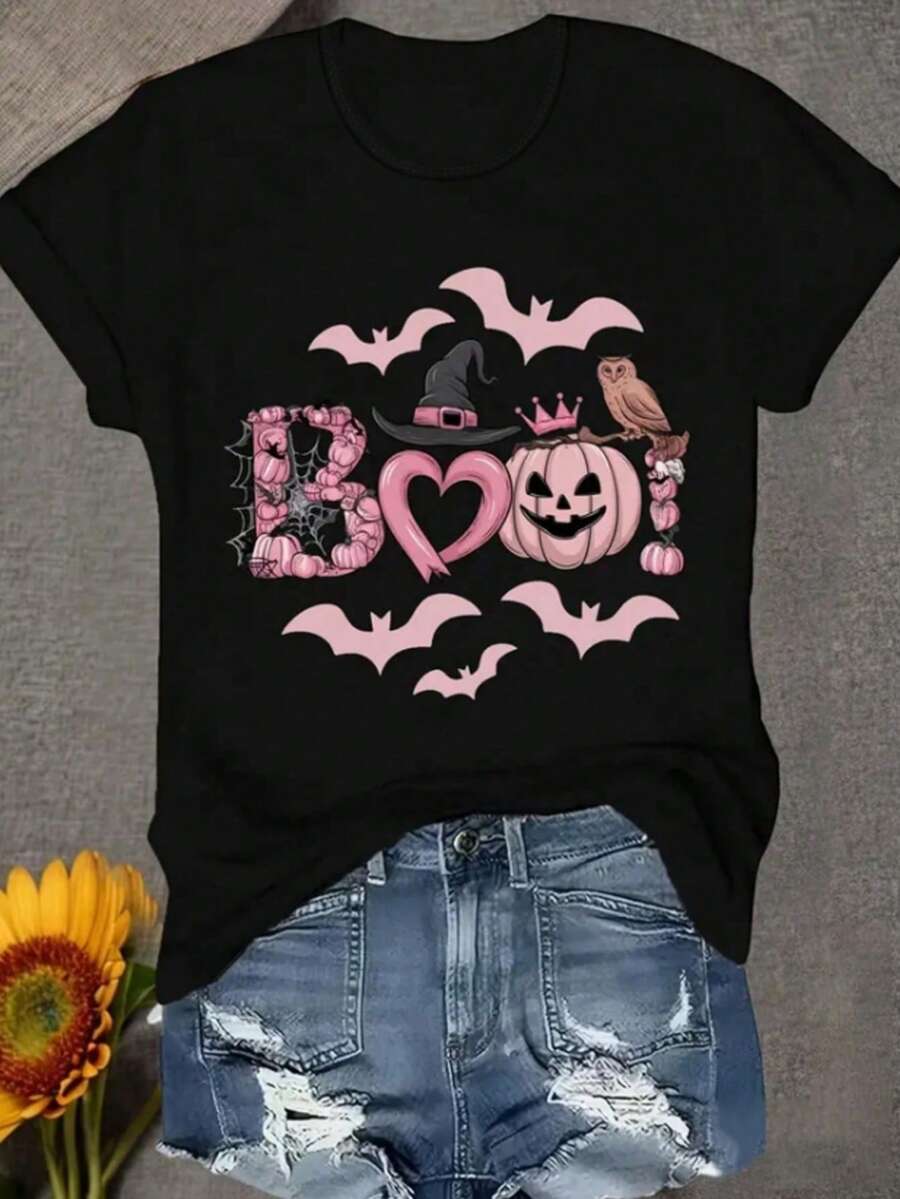 Tops mujeres camisetas gráficas mujeres disfraz halloween mujer trajes de vacaciones mujeres Ropa para el hogar Camisa - Negro - Ver 1