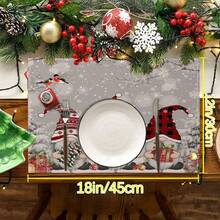 2/4/6pcs Christmas Happy Placemats, Gray Gnome Fantasy Snow Tree Branch Design Rectangular Placemats, 12x18 Inch, Suitable For Kitchen, Dining Room, Coffee, Party/Wedding Decor, Seasonal Winter Christmas Table Mats, Home Dining Table Decor, Party Decor, Christmas Decor, Holiday, Dining, Home Decor