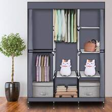 71" Portable Closet Wardrobe Clothes Rack Storage Organizer With Shelf Gray