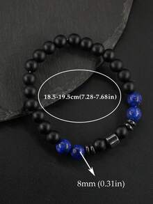 Men's Fashionable Hematite Protection Bead Bracelet, Lapis Lazuli & Tiger's Eye & Malachite Healing Confidence Jewelry, Halloween Gift, Christmas Gifts For Father, Husband, Son