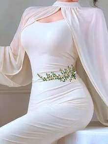 1pc Elegant Handmade Crystal Waist Belt, Suitable For Wedding Dress, Evening Gown, Autumn Outfit - Mint Green - View 5