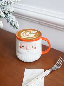 1pc Hand-Painted Santa Claus Ceramic Cup, Cute Snowman Coffee Mug, Exquisite High-Quality, Suitable For Christmas Home Decor, Drinkware For Christmas Eve Dinner, Office/Bedroom/Living Room, Gift