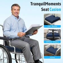 TranquilMoments Seat Cushion Gel Wheelchair Seat Cushion Ergonomic Chair Cushions For Office Chairs And Car Relieve Sciatica Back And Tailbone Pain Removable Cover And Non Slip Bottom Black - 藍色 - 查看 6