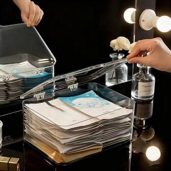 1PC Flip-Top Acrylic Storage Box, Home Simple Transparent Visible Dustproof Face Mask Storage Box, Desktop Makeup And Toiletries Storage Box, Suitable For Bathroom, Bedroom, Living Room