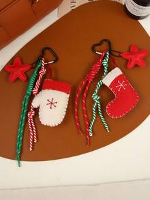 Christmas Ornament Cute Cartoon Felt Christmas Stocking Christmas Gloves Bag Pendant Creative Gift Keychain Suitable For Christmas Holiday Gifts And Daily Wear Christmas Decorations Christmas Gifts Car Accessories For Woman Christmas Decoration - Multicolor - View 5