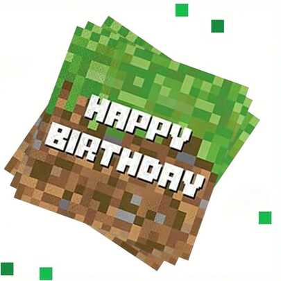 20pcs/40pcs/60pcs/Set,Pixel Happy Birthday Letters Birthday Party Napkin-Video Game Theme Disposable Decorative Napkin, Party Tableware Decorations For Birthday, Holiday And Friends Party, Party Napkin Decorations, Holiday Tableware, Joke Design, Durable Napkin