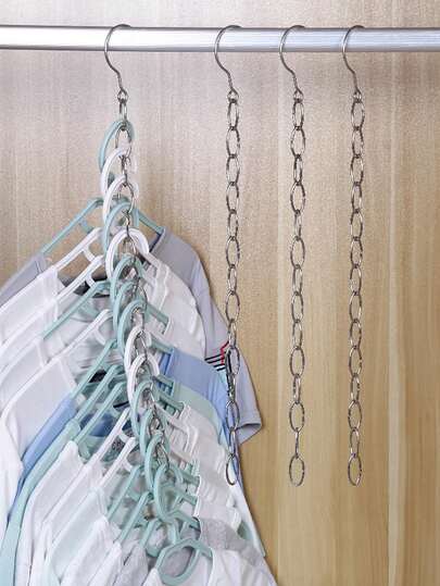 1PC Stainless Steel Chain Hanging Storage Rack, Simple Chain Design Clothes Hanger Storage Hanger, Used For Bedroom Decoration, Holiday Decoration, Room Decoration, Home Decoration, Bedroom Decoration, Formal Pants, Shoes, Jeans, Boots, Skirts, Bedrooms, Organizers, Home Lockers, White T-Shirts For Women, Black Pants For Women, Women's Winter Clothes, Dresses