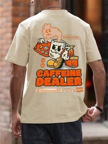 GRDR Men's Fashionable Printed Loose Short Sleeve T-Shirt | Exquisite Design | Summer Essential | Easy To Match | Showcase Your Style - Apricot - View 2