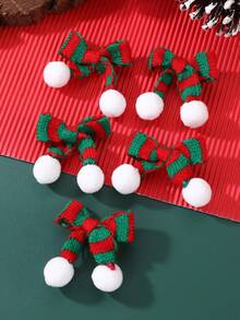 5 pièces/15 pièces Ensemble de pinces à cheveux avec nœud et pompon colorés pour filles, convient pour la décoration et les cadeaux de Halloween