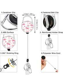 Suport retractabil pentru insignă cu model de cireșe, etichetă de identitate, carabină pentru insignă de angajat, rolă retractabilă roz pentru insignă cu șnur detașabil - Suport pentru ID și chei cu citate motivaționale, protector vertical pentru carduri pentru biroul principal, doctor, asistentă medicală, profesor, femei, studenți și profesioniști, cadou de Paște