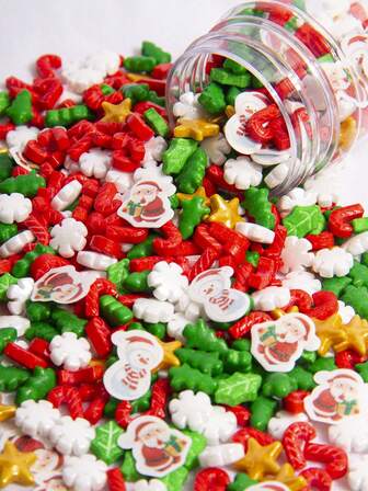 130g/4.59oz Christmas Sugar Sprinkles For Cake Decoration Mix Sprinkles, Cupcake Ice Cream Chocolate Cookie Decorating Baking Christmas Party Cake Decoration,