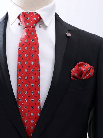 1 Set Of Men's Retro Tie Accessories Set, Tie+Handkerchief Set, Fashionable And Versatile, Suitable For Gatherings, Vacations, Work, Weddings, And All Seasons