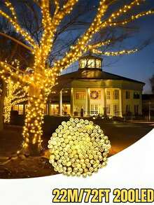 20/50/100/200 LED Solar Powered String Lights - 8 Modes, Solar Christmas Lights, IP65 Waterproof Fairy Lights, Suitable For Yard, Fence, Balcony, Party, Christmas Tree, Wedding, Garden Camping Decor, Perfect For Outdoor Christmas Garden Party (Warm White/White/Colorful/Purple) - Black - View 21