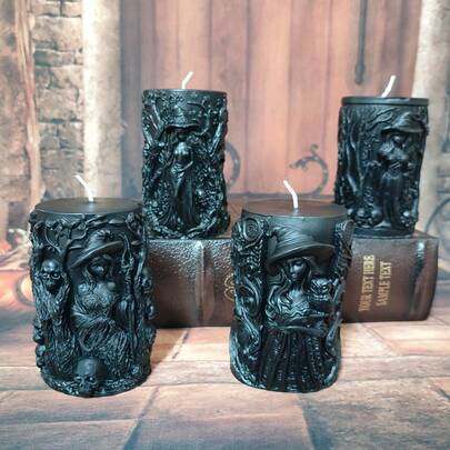 1pc Halloween Witch Shaped Pillar Candle, Home Decor Ornament Gift, Holiday Gift