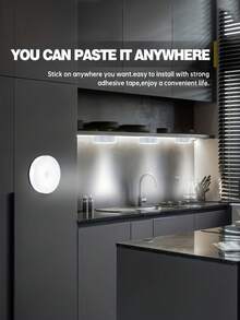 1pc LED Wireless Motion Sensor Wall Light, Rechargeable Night Light, Auto On/Off For Kitchen, Bedroom, Living Room, Corridor, Bathroom, Room Decor, Christmas Lights, Lamp Shade, Bedroom Decor, Christmas Decorations, Living Room, Projector, Bedroom Wall Lamp, Lighting, LED Lights, Fairy Lights, Christmas Gift, Home Decor, Christmas - Sensor Night Light - View 4