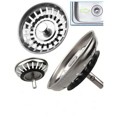 Stainless Steel Kitchen Sink Strainer And Stopper - Polished Drain Plug With Hair Catcher, Suitable For Bathroom And Kitchen Drain Protection