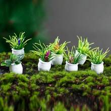2/5/8 pièces Mini plantes en pot artificielles - Bonsaï et verdure florale factices réalistes, pots en résine, sans électricité nécessaire - Décoration multifonctionnelle pour maison de poupée, mini jardin