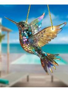 1 pièce Attrape-rêves exquis de colibri - Thème d'oiseau en acrylique coloré, motif plat, décoration murale et de porte, décoration multifonctionnelle, convient pour toutes les saisons, cadeau de créativité unique pour la maison et le jardin, convient pour la décoration/l'occasion de festival, idéal pour les amateurs d'oiseaux