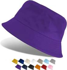Sombrero de cubo. Sombrero de Pescador para Mujer y Hombre. Bucket Hat Unisex Clásico. Ligero, Cómodo y Suave al Contacto, Ideal para la Ciudad o la Playa. - Morado - Ver 1