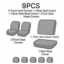 REMAX 9pcs Fabric Polyester Car Seat Covers With Airbag Compatible Universal Fit Seat Cushion Auto Accessories New Design For Women,Car Seat Cover Full Set