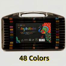 80pcs Acrylic Marker Pen, Small Black Box, Soft Tip, Non-Permeable Paper, Stackable Color Pen, Art Special Pen, Waterproof Quick-Drying Set Pen