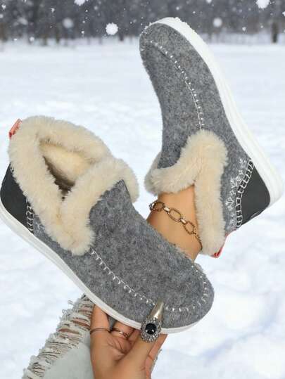 High-Quality Women's Winter Snow Boots - Comfortable Velvet Lining, Flat Toe, Non-Slip Rubber Sole, Suitable For Cold, Snow And Ice Conditions - Stylish And Durable Design