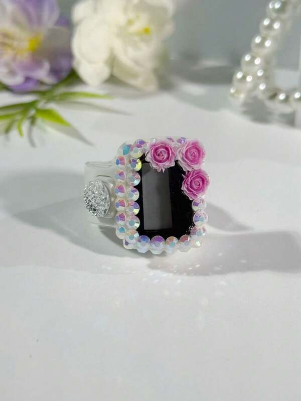 Custom 3-Flower Rhinestone Ring Counter, Electronic Prayer Bead Ring, Finger Electronic Prayer Bead Ring Counter, Digital Convenient Ring Counter, Stress Relief Hand Press Counter, Suitable For Business Use, Prayer Counting, Holiday Gifts, Etc.