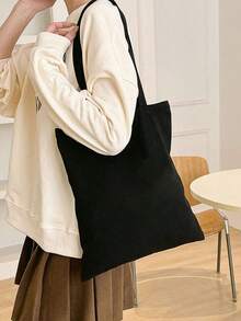 10/5/1 szt. Modna torba w jednolitym kolorze, beżowo-czarna, wielokrotnego użytku płócienna torba na zakupy, unisexowa składana torebka podróżna, duża pojemność, damska płócienna torba na ramię, prosty plecak studencki/szkolny, duży organizer na dokumenty podróżne