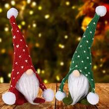 1 pièce Ornement de poupée sans visage assise avec chapeau de Noël, lutin nain à cheveux en spirale, décoration de bureau de Noël, décoration de maison, décoration de chambre, décoration de fête à thème de Noël, décoration de bureau, décoration de maison, décoration de Noël