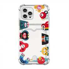 Cute Cartoon Pattern Transparent Four-Corner Shockproof Phone With Card Holder, Compatible With 15 Pro/15 Plus/15 Pro/15, 14 Pro/14 Plus/14 Pro/14, 13 Pro/13 Pro/13/13, 12 Pro/12 Pro/12/12, 11 Pro/11 Pro/11, XS/XR/XS/S - Màu sắc hỗn hợp - Xem 11