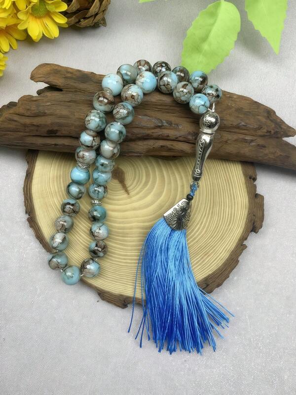 1 pieza Tasbih con estilo de borla redonda, cuentas de oración árabes de Oriente Medio Misbaha, accesorio elegante para Eid Al-Fitr, oración de Ramadán, meditación y uso diario/de fiesta, adecuado para todas las estaciones