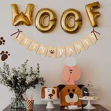 DBurlap Let S Pawty Banner Dog Birthday Party Decorations Puppy Pet Dogs Cats Happy Birthday Paw Print Sign Photo Backdrop10