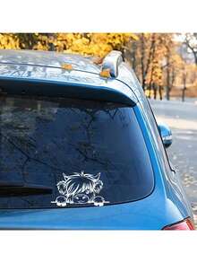 Peeking Cow Car Decal – Cute Animal Vinyl Sticker For Rear Window Or Bumper, Self-Adhesive, Glossy Finish, Black Outline Design, Perfect For Farm Vehicles Or Automotive Decor, Vehicle Decals And Sticker - one-size - View 10