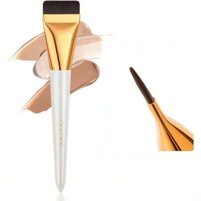 Foundation Brush One Line, White Flat One Line Foundation Brush, Flat Foundation Brush Make - Up, Flat Brush, Blending Foundation, Powder, Blush