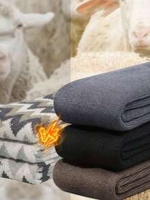 3双男士保暖加厚袜子，柔软舒适，适合寒冷天气和冬季登山靴，黑色 - 彩色 - 查看 4