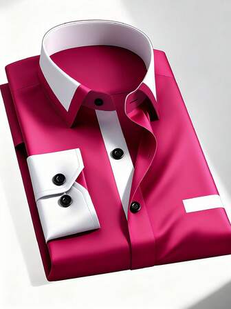 Recommended Men's Shirts For 2025, Crafted With Artistry Men's Fashion Business Formal Shirt, Spring & Autumn, Old Money Style, Long Sleeve Button-Up Shirt, Business Formal Wear, Daily, Wrinkle-Resistant Quick-Dry Fabric, Non-See-Through Material, Smooth Texture, Classic Collar Design, Commute-Business-Party Street Style-High-Quality Stitching, Top, Holiday Formal Wear Recommendation.