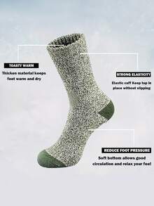 5 Pairs Unisex Autumn/Winter Thick Thermal Insulated Towel Socks, Outdoor Hiking Colorblock Sports Socks