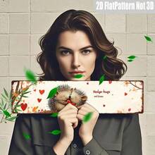 1pc Retro Hedgehog Love Metal Foil Sign - Cute 2D Flat Design With Hedgehog And Heart, 3.94 X 15.75inch , Home, Cafe, Bar Or Farmhouse Wall Decoration, Cafe Wall Art |   Pastoral Style Wall Painting |   Decorative Aluminum Foil Sign