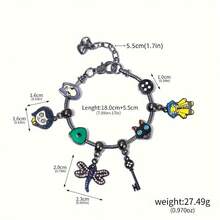 Halloween Spooky Animated Mom Cartoon Bracelet - Caroline Black Cat Button, Key Dragonfly DIY Accessories Jewelry, Party Accessory, Festival Wear, Gothic Style, Kawaii Charm, Detailed Design, Unique Accessory, Charm Keychain, Anime Fans, Cosplay Lovers - Bracelet - 查看 5