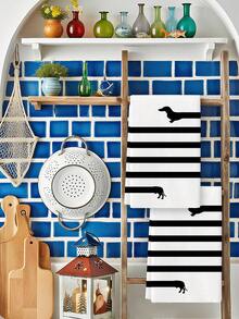 2 pièces Serviette de cuisine avec éléments animaliers, convient pour la maison, la cuisine, le restaurant, les décorations de fête. Motif amusant et mignon de silhouette de teckel