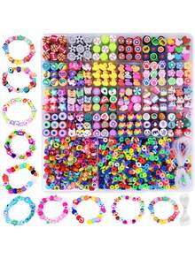 Boho Polymer Clay Beads Kit, Multi-Elements Polymer Clay Beads Kit For Jewelry Making, DIY Necklace Earring Bracelet Friendship Gifts, Accessories Making