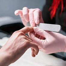 100PCS/Box Pink Disposable Rubber Gloves, Loose Powder Free Latex Gloves, Used For Kitchen Cleaning, Dishwashing, Bathroom And Household Items, Universal Durable Gloves, Used For Food Processing, Cleaning Supplies - 粉紅色-100只L/盒 - 查看 5