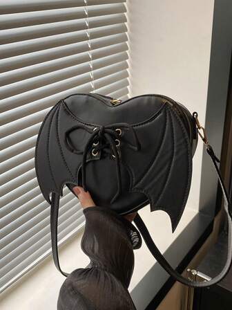 Solid Color Bat Simple Texture New Style Temperament Fashion Design Foreign Style Personalized Love Shoulder Crossbody Women's Bag