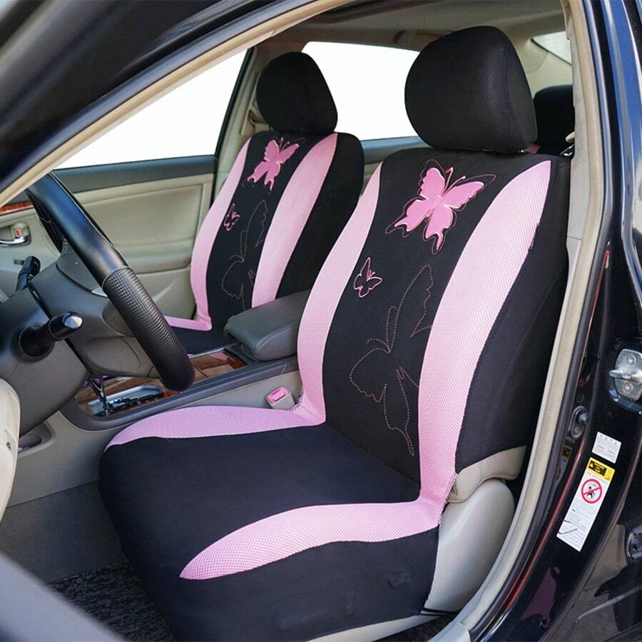 5-Seat 9pcs Set Butterfly Print Car Seat Covers, Fit For Regular 5-Seat Vehicles