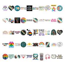 50 piezas Pegatinas inspiradoras de dibujos animados del Orgullo de Discapacitados - Calcomanías de vinilo resistentes al agua para botellas de agua, portátiles, cuadernos, cascos y talla grande - Pegatinas estéticas inspiradoras como recompensa para maestros