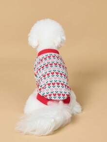 Suéter acogedor de dos patas con diseño de parches tejidos a punto para perros pequeños/medianos, cálido, suave, elástico, ideal para invierno, Navidad, con diseño de corazón